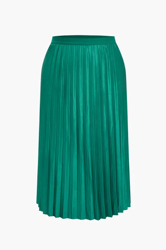 Plus Size Satin Pleated Skirt sold by Micas