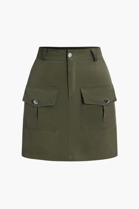 High Waist Pocket Zipper Skirt sold by Micas