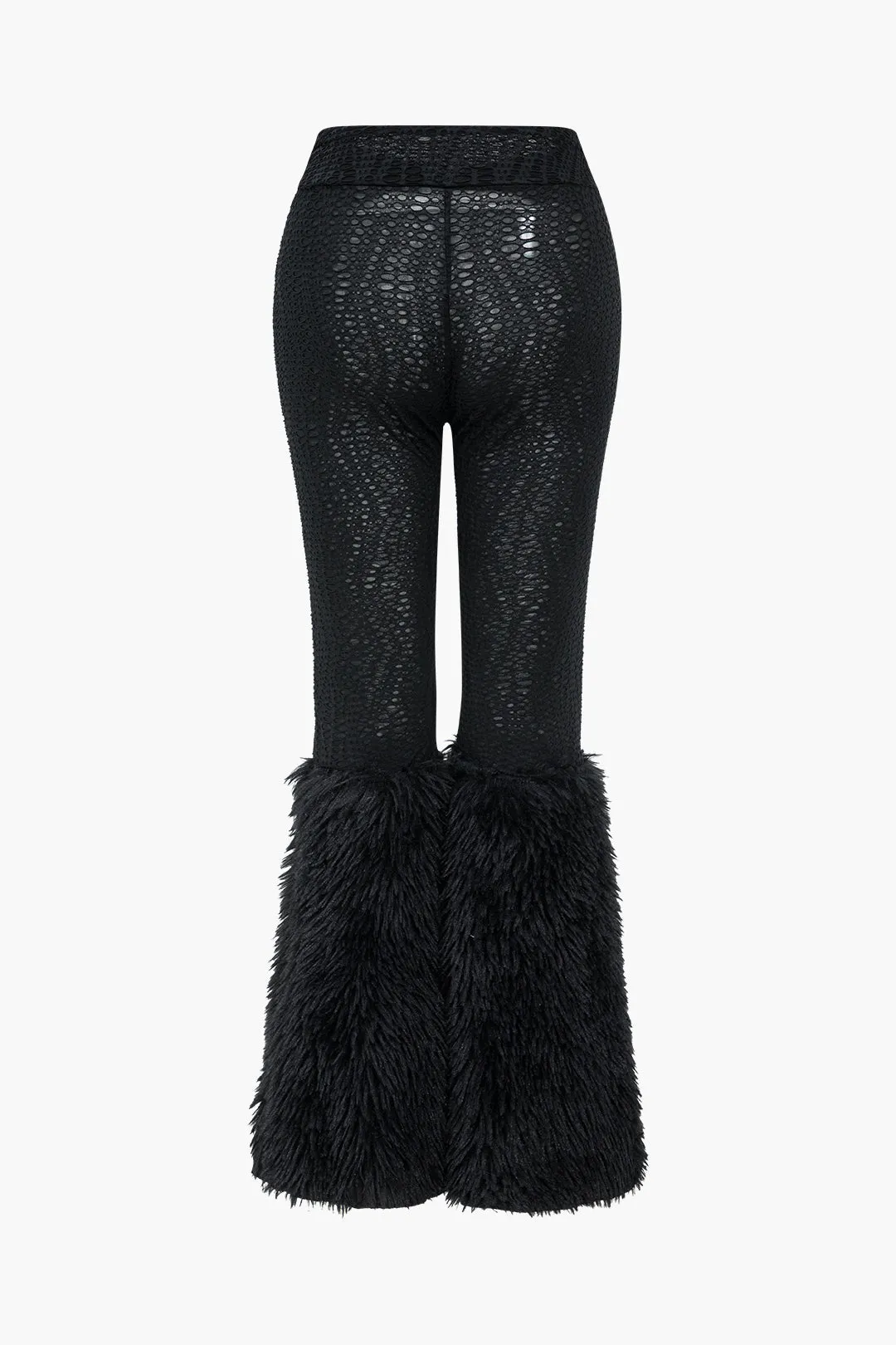 Off-the-skulder faux pels patchwork top og høje talje bukser sæt sold by Micas product image thumbnail 5