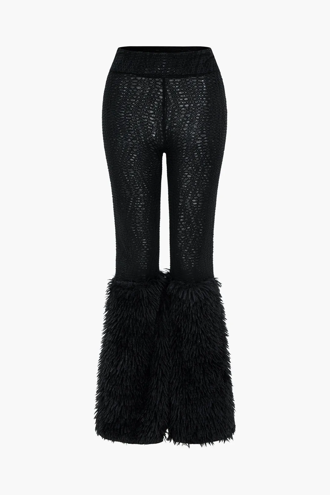 Off-the-skulder faux pels patchwork top og høje talje bukser sæt sold by Micas product image thumbnail 4