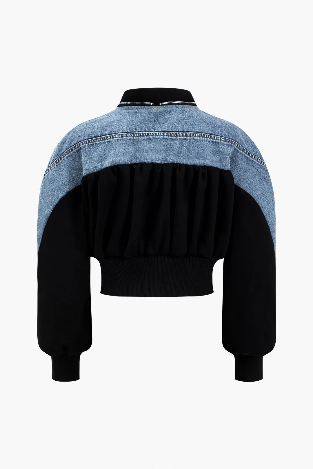 Denim patchwork lynlåsjakke sold by Micas product image thumbnail 2