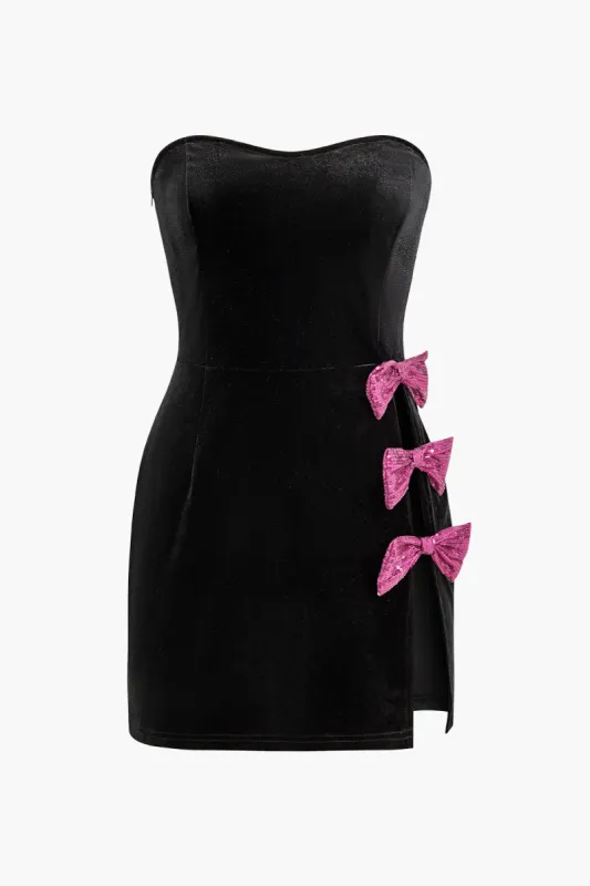 Asymmetrical Sleeveless Strapless Side Slit Mini Dress sold by Micas