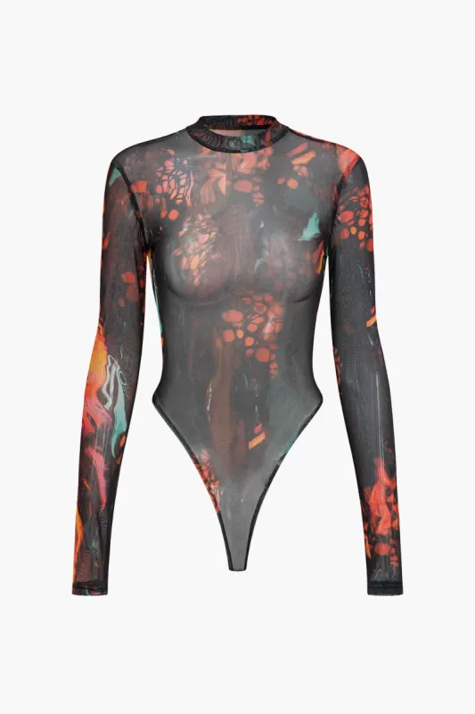 Mesh Tie Dye Print Langærmet bodysuit sold by Micas