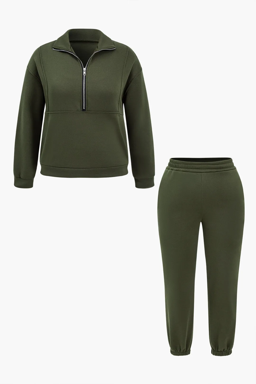 Plus Size Zipper Top And Trousers Set sold by Micas