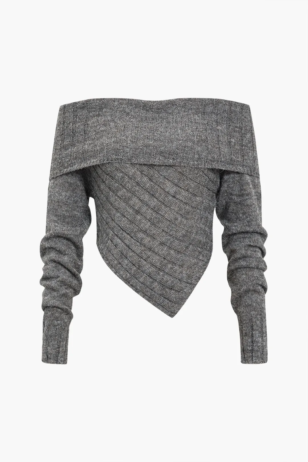 Sweater off skulder langærmet asymmetrisk top sold by Micas