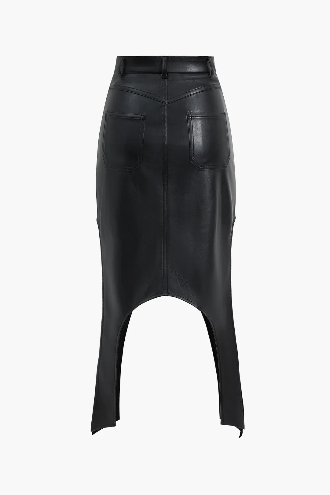 Metallic Button Faux Leather Skirt sold by Micas product image thumbnail 2