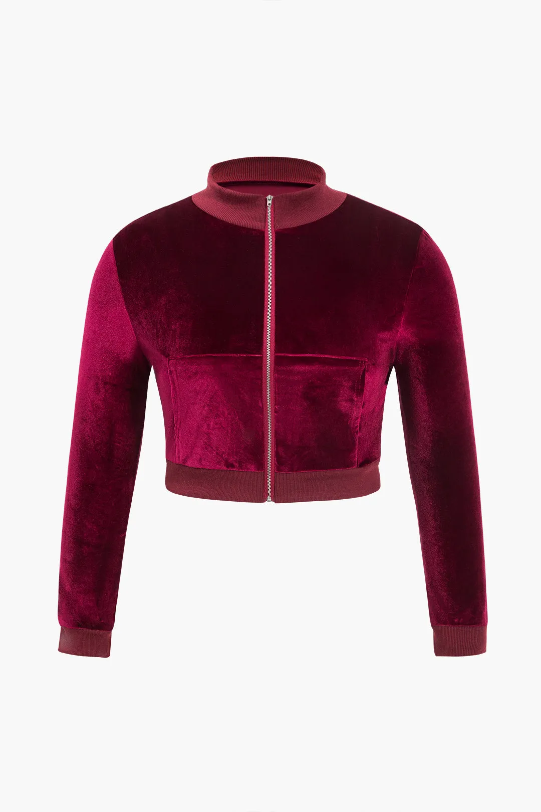 Plus størrelse fløjl lynlås top og bukser sæt sold by Micas product image thumbnail 2