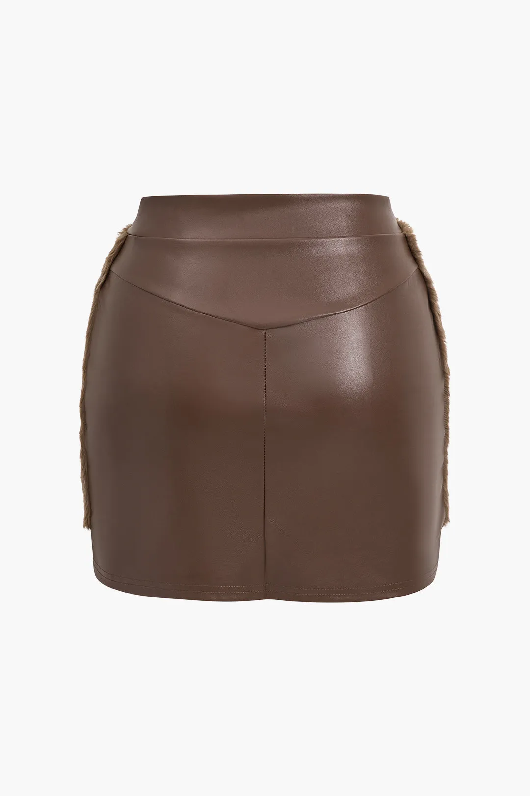 Faux læder patchwork pels nederdel sæt sold by Micas product image thumbnail 5