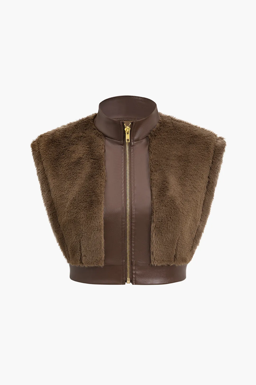 Faux læder patchwork pels nederdel sæt sold by Micas product image thumbnail 2