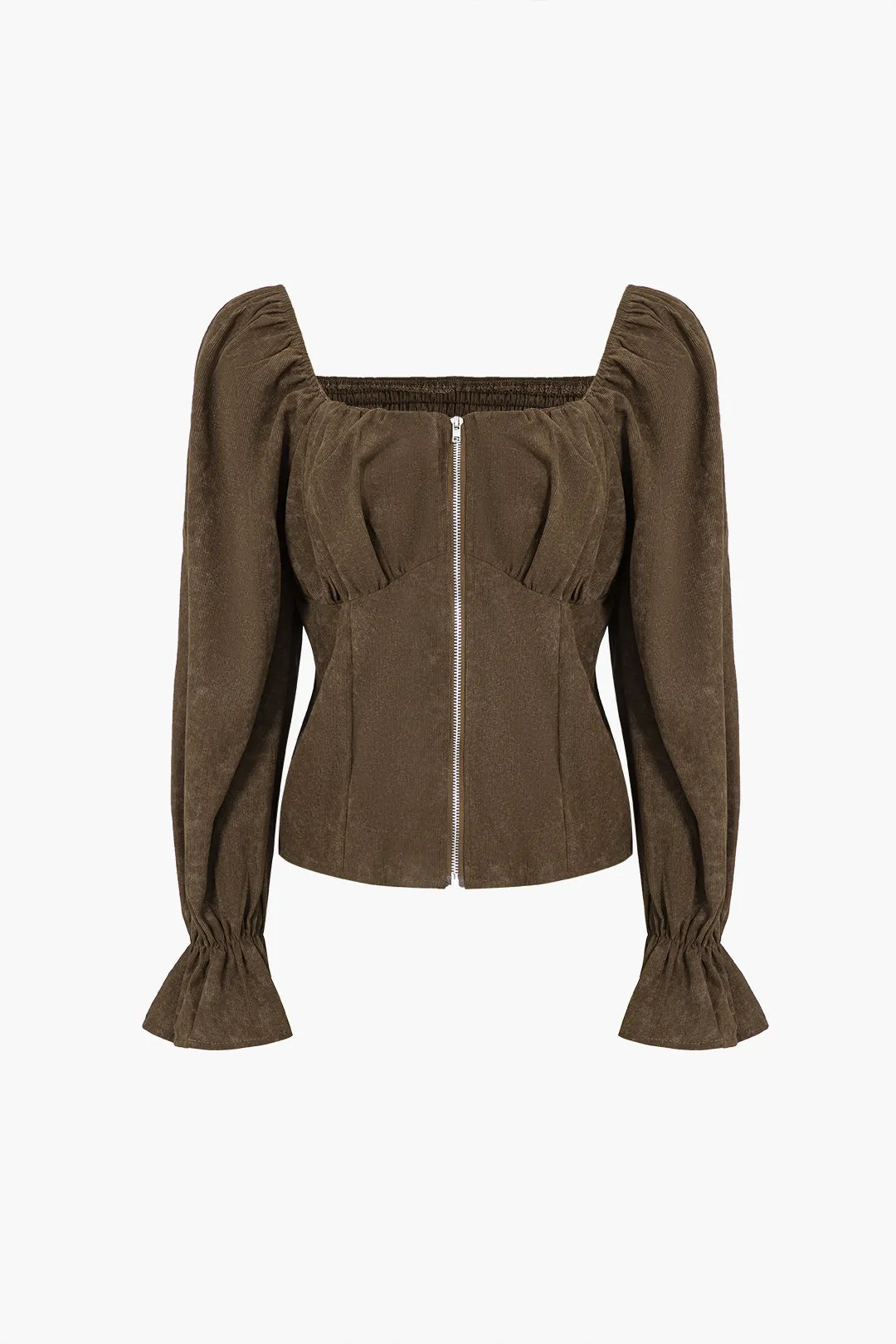 Corduroy Flared Sleeve Zipper Jacket sold by Micas