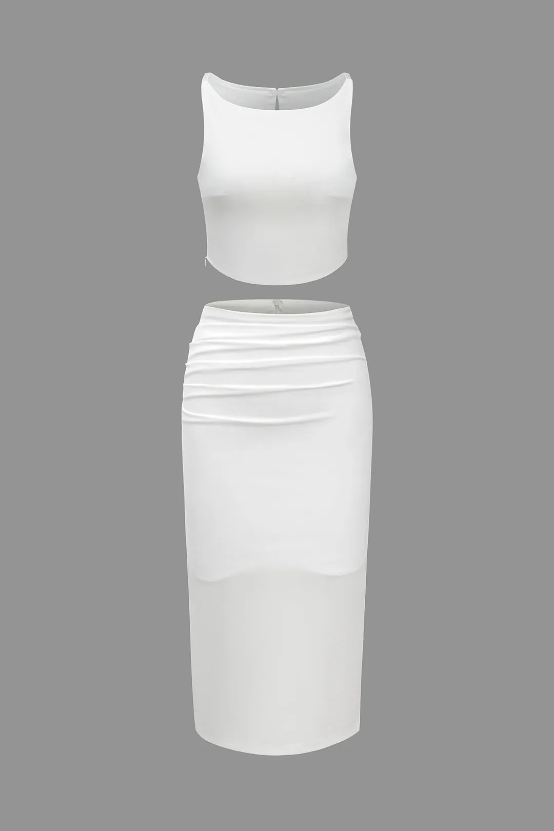 Solid Tank Top And Skirt Set sold by Micas