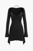 Long Sleeve Halter Neck Backless Mini Dress sold by Micas