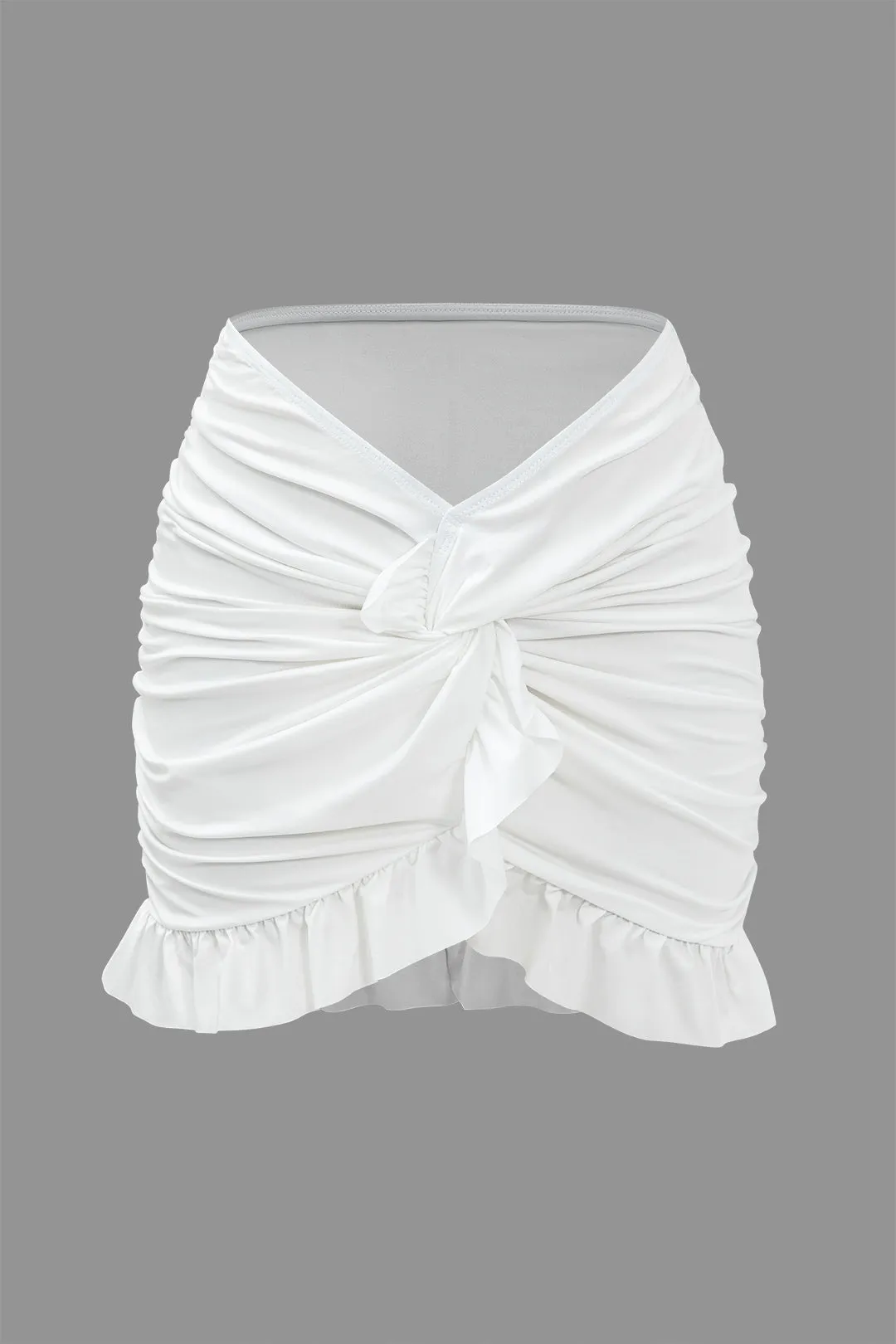 Knot Long Sleeve Top And Ruffle Ruched Detail Skirt Set sold by Micas product image thumbnail 4