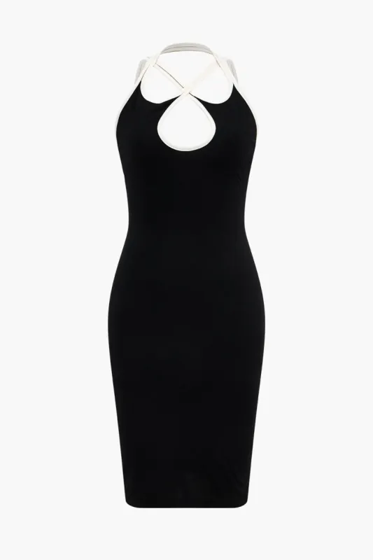 Backless Cut Out Halter Neck Sleeveless Midi Dress sold by Micas