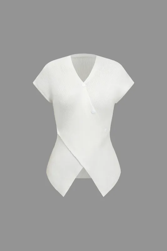 Strik krydset asymmetrisk kortærmet top sold by Micas