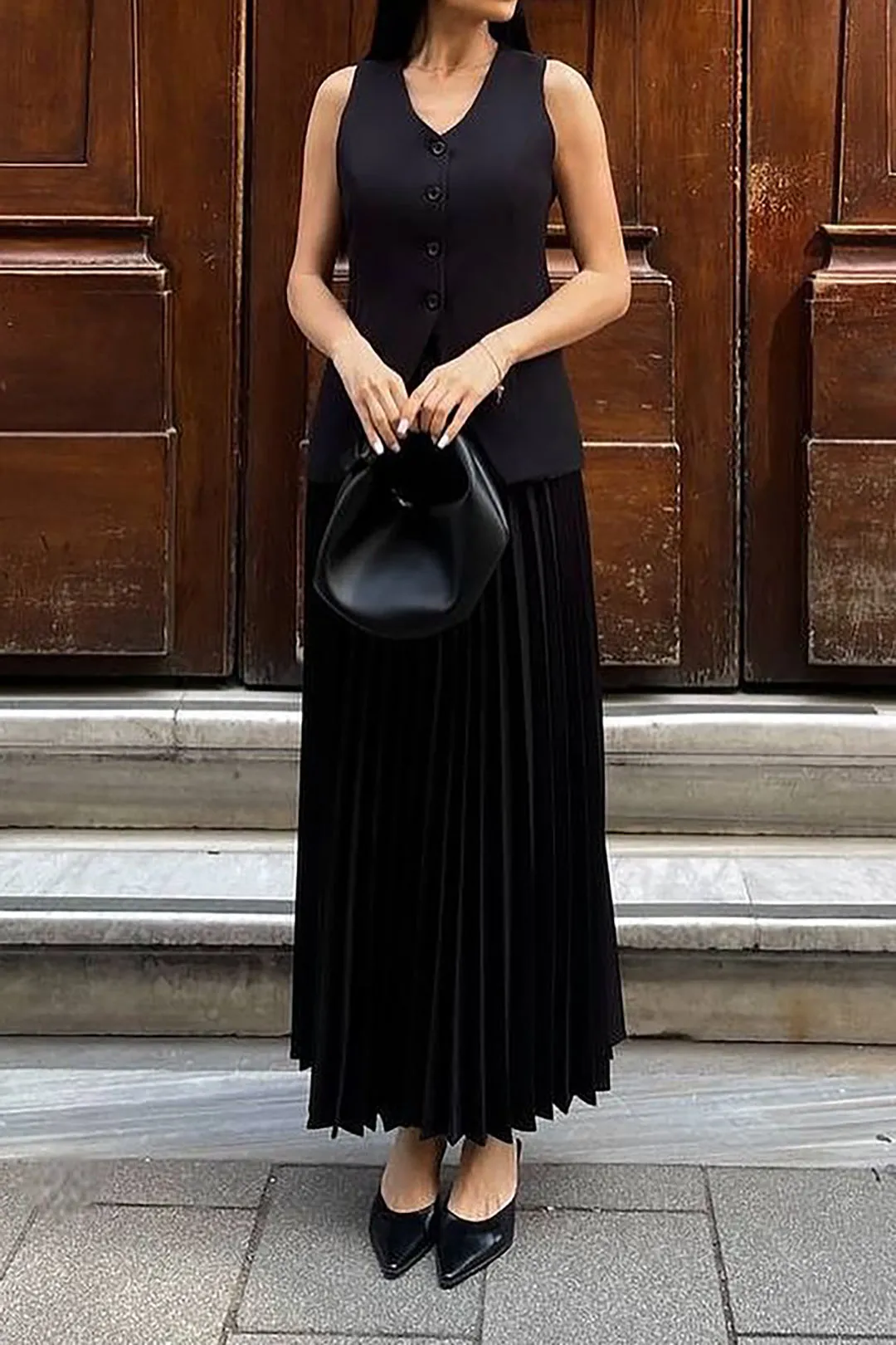 Button Vest And Skirt Set sold by Micas