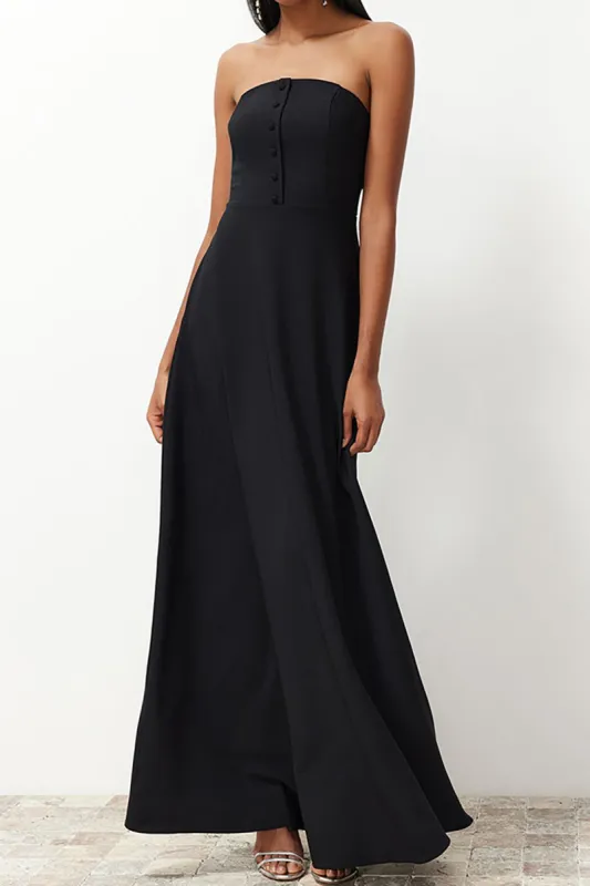 Strapless Sleeveless Pocket Maxi Dress sold by Micas