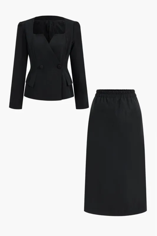 Langærmet lomme top og nederdel sæt sold by Micas