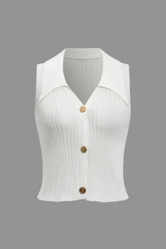 Knit Button V-Neck Tank Top sold by Micas