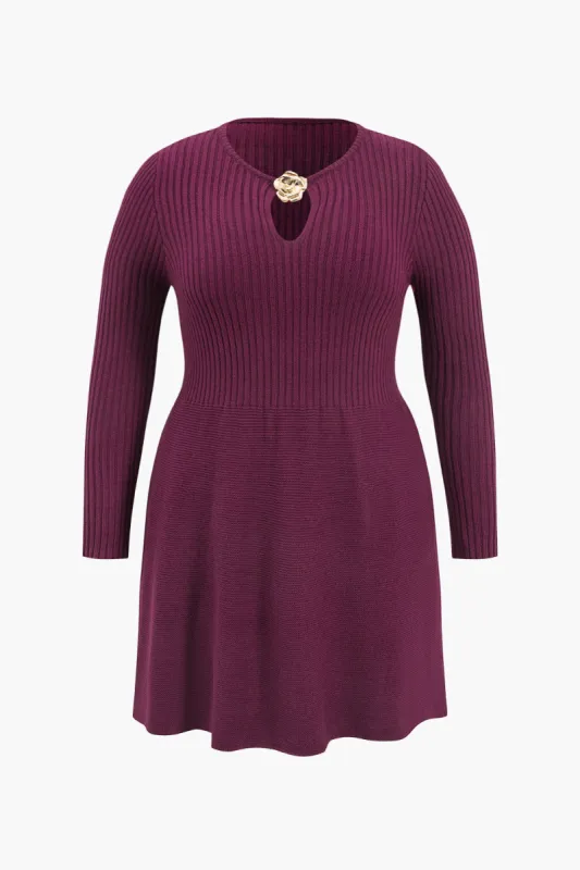 Plus Size Hollow Out Long Sleeve Knit Dress sold by Micas