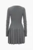 Sweater Metallic Button Long Sleeve Pleated Dress sold by Micas