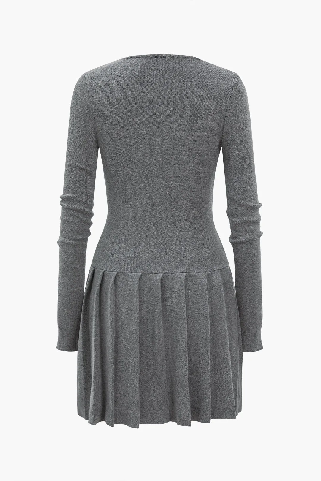 Sweater Metallic Button Long Sleeve Pleated Dress sold by Micas product image thumbnail 2