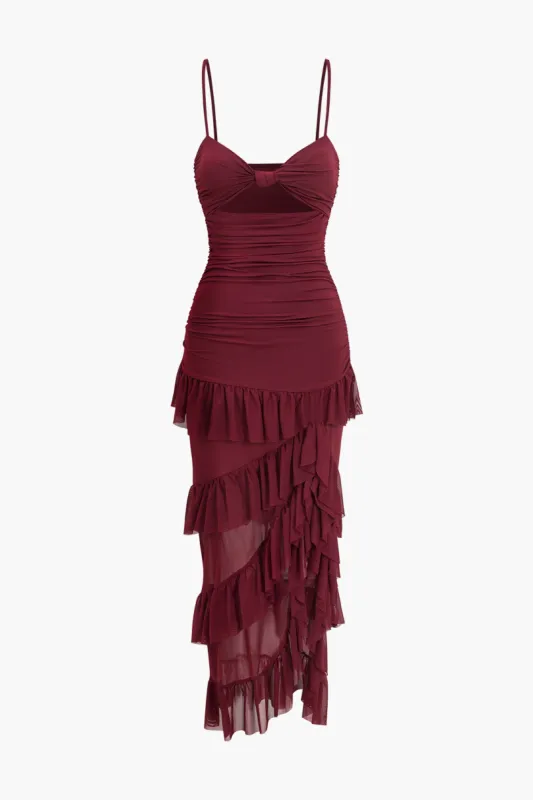 Multilags ruffle slip maxi kjole sold by Micas