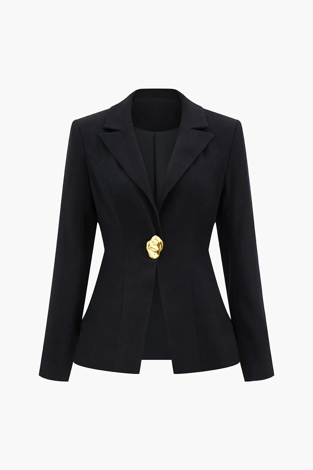 Indhakket lapel en knap blazer sold by Micas