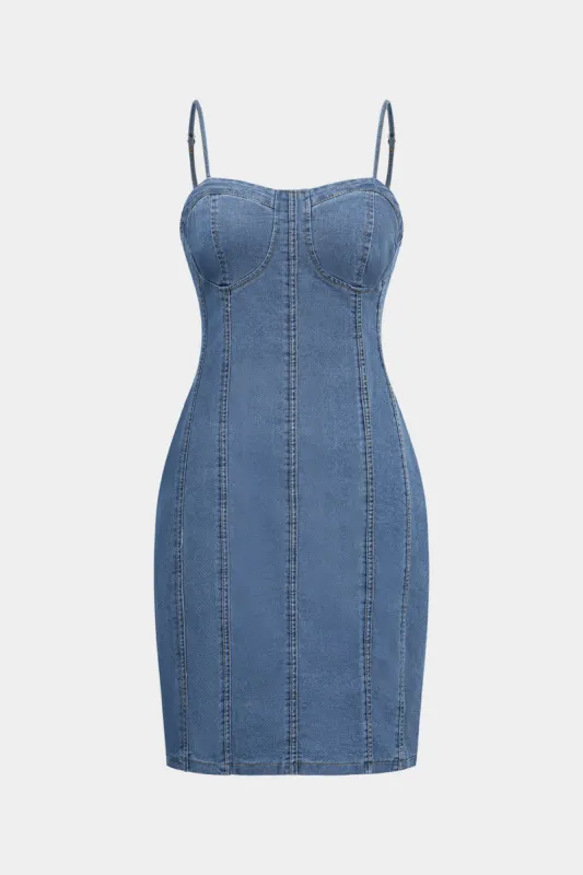 Basic Denim Bustier Slip Dress sold by Micas