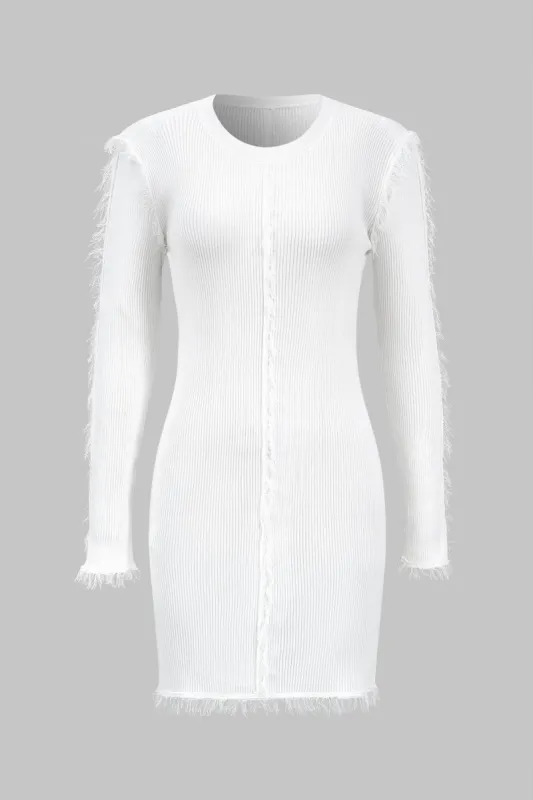 Sweater Fringe Long Sleeve Dress sold by Micas