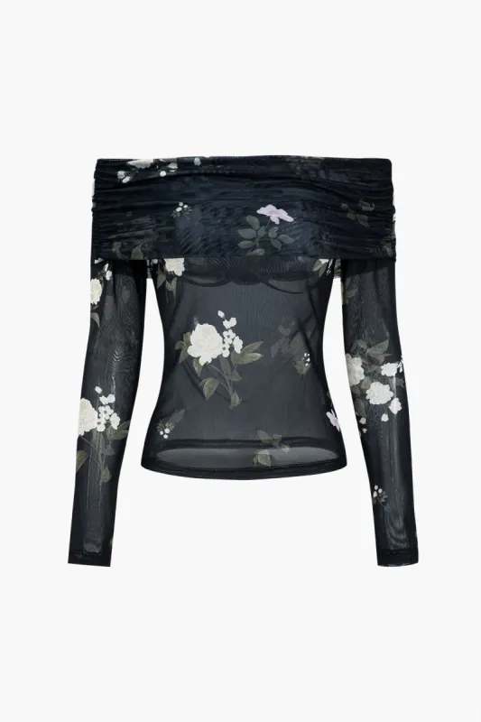 Fra skuldermesh blomsterprint langærmet top sold by Micas