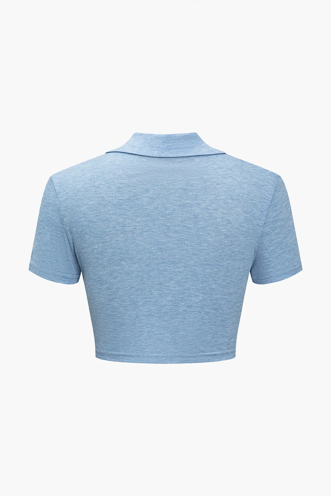 V-hals beskåret top og dobbelt linning shorts sæt sold by Micas product image thumbnail 3