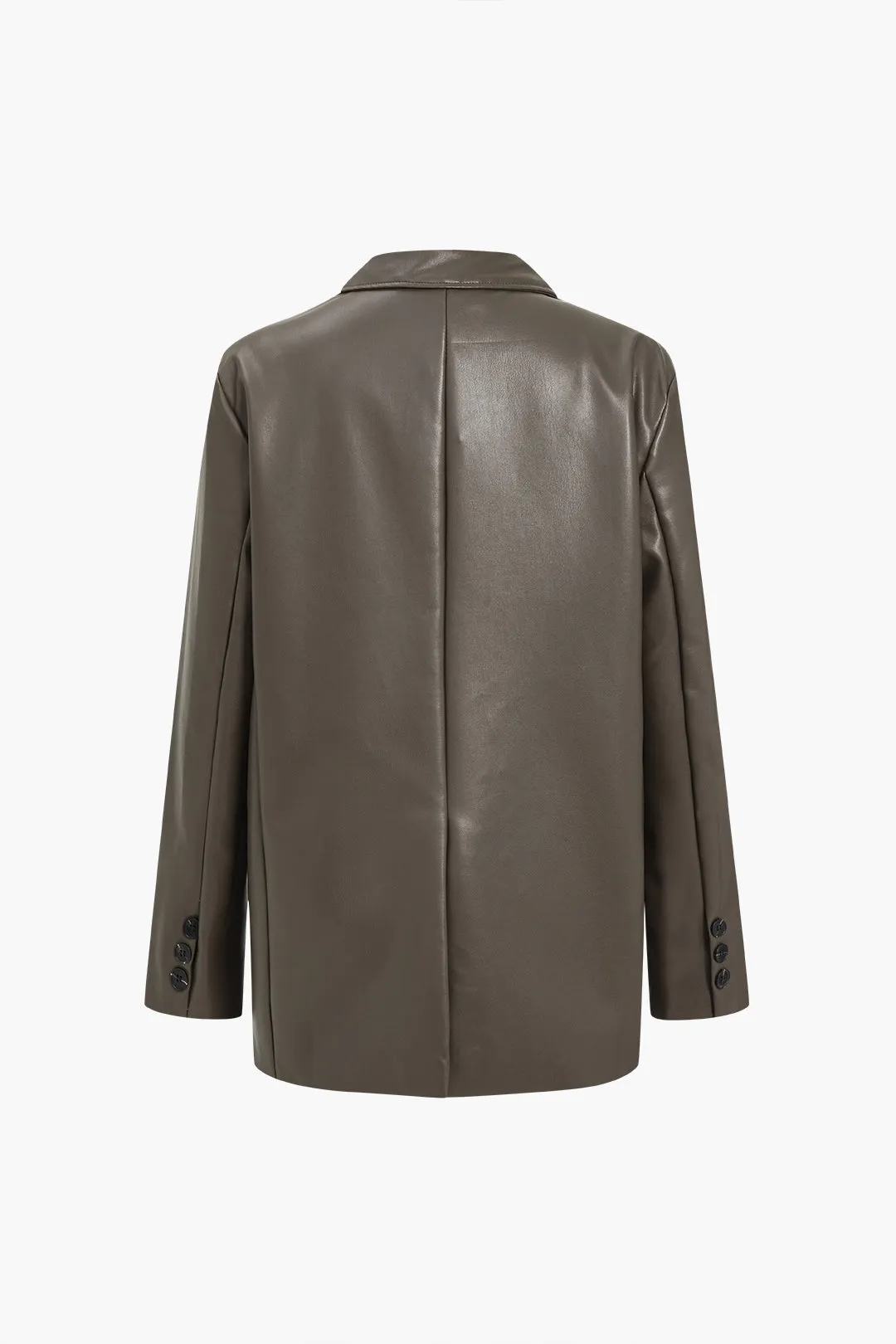 Faux læder knapede hakket lapel blazer sold by Micas product image thumbnail 3