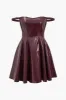 Faux Leather Off Shoulder Mini Dress sold by Micas