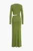 Twist Knot Deep V-Neck Long Sleeve Maxi Dress sold by Micas