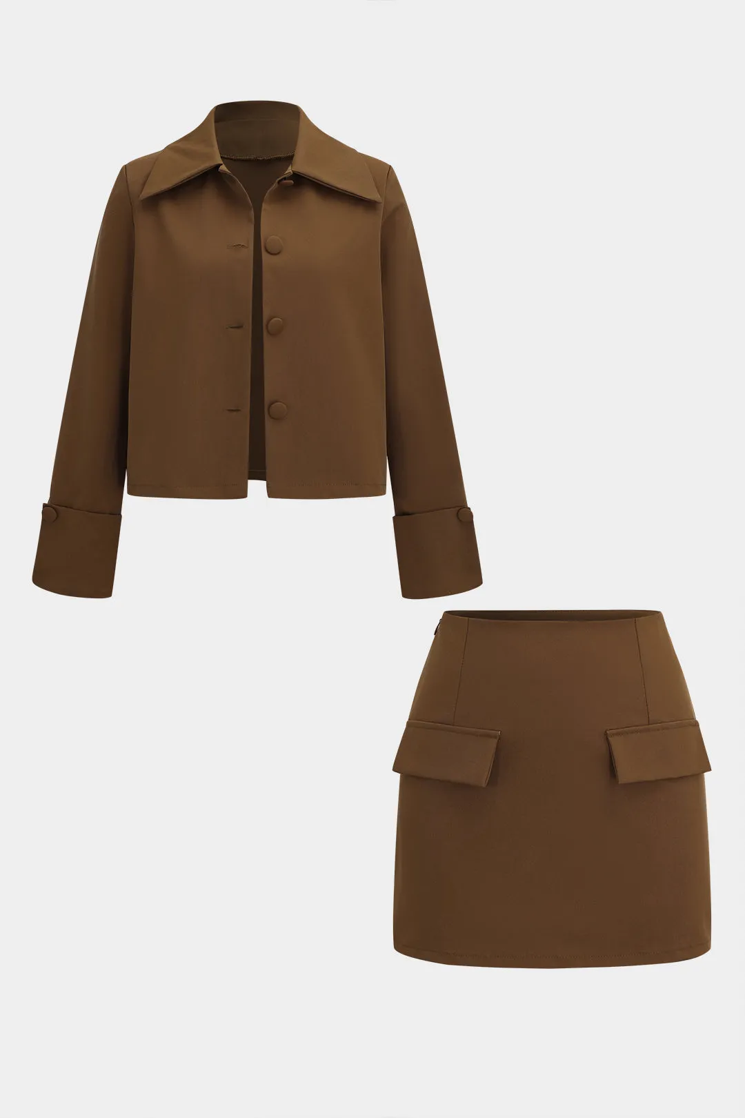 Knapdetaljer falske lomme nederdel sæt sold by Micas