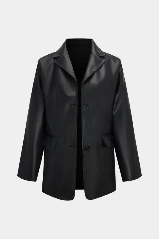 Grundlæggende faux læder blazer sold by Micas