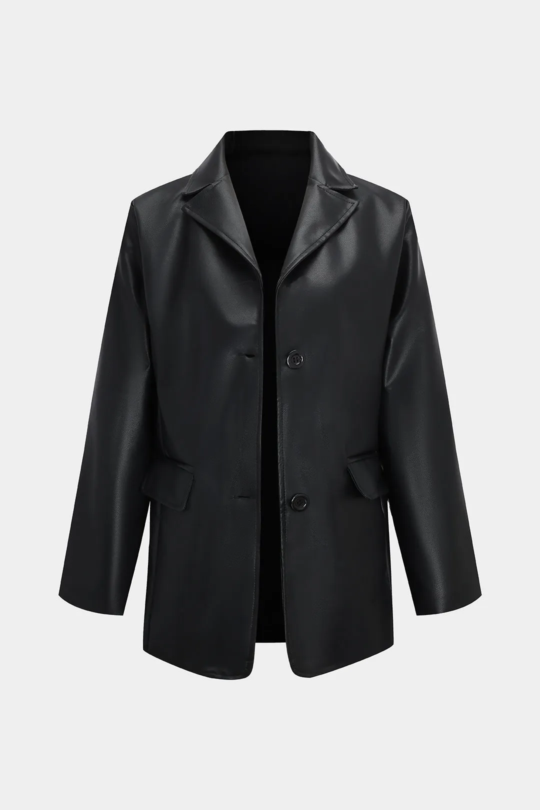 Grundlæggende faux læder blazer sold by Micas