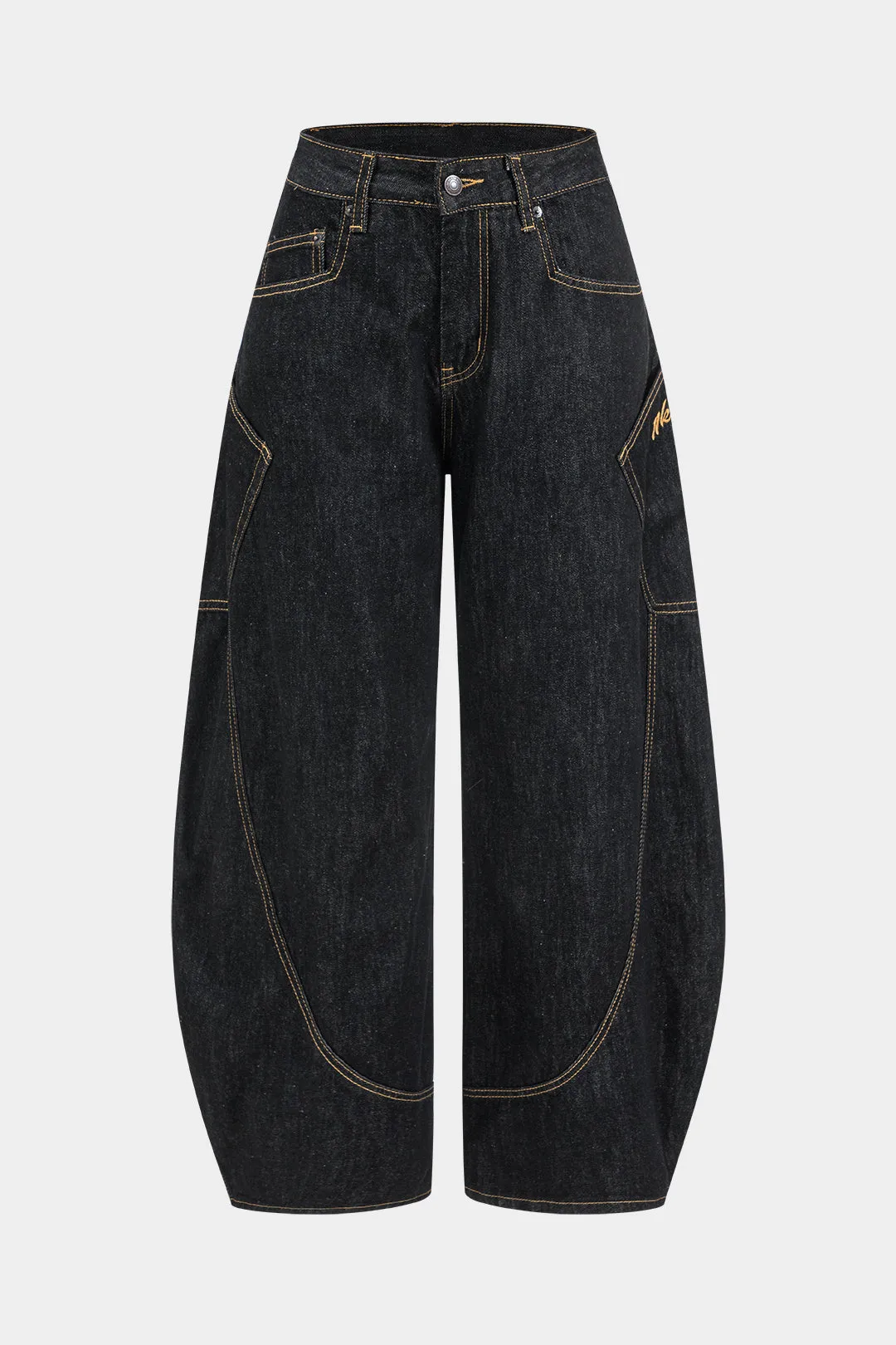 Vaskede brede ben tønde jeans sold by Micas
