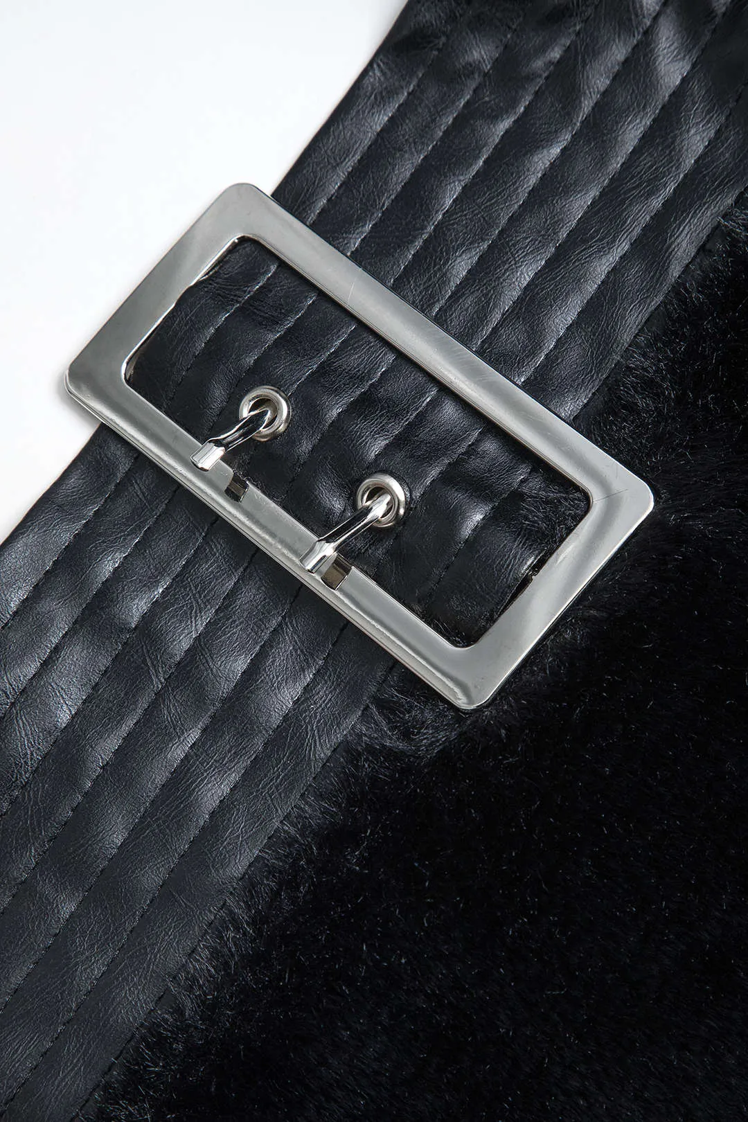 Faux Leather Patchwork Belted Skirt sold by Micas product image thumbnail 3