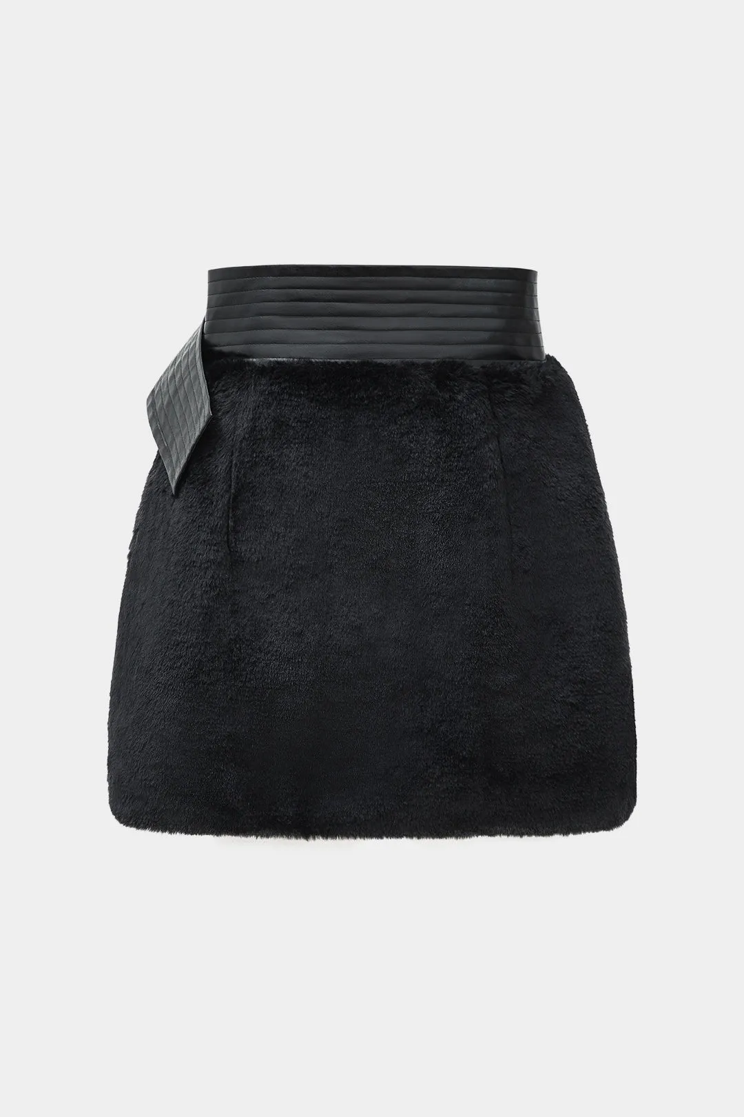 Faux Leather Patchwork Belted Skirt sold by Micas product image thumbnail 2