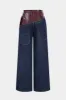 Patchwork Faux Leather Wide Leg Jeans sold by Micas