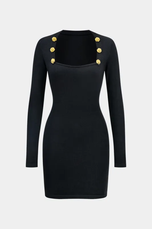 Sweater Square Neck Long Sleeve Dress sold by Micas