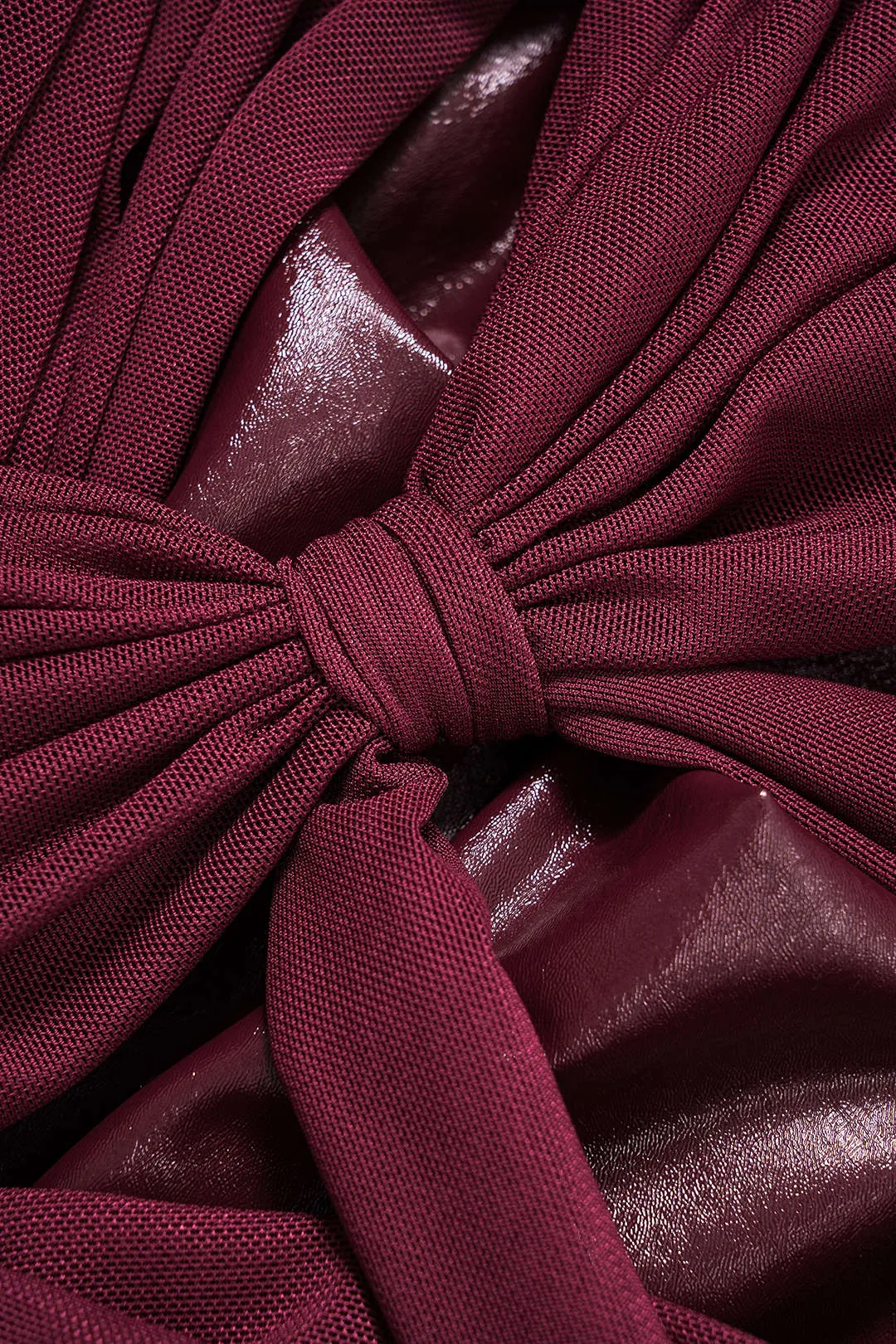 Tie Front Mesh Patchwork Faux Leather Skirt sold by Micas product image thumbnail 4