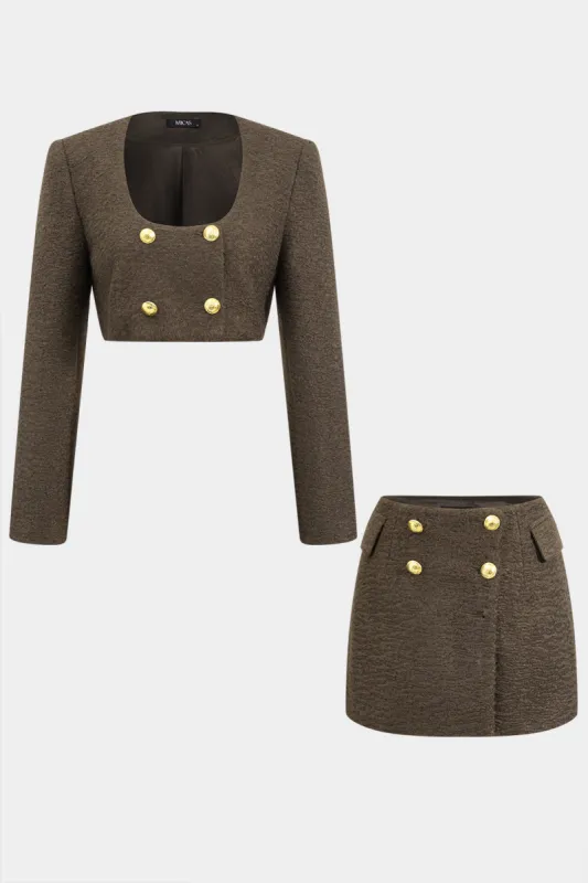 Woolen Cropped Top And Skirt Set sold by Micas