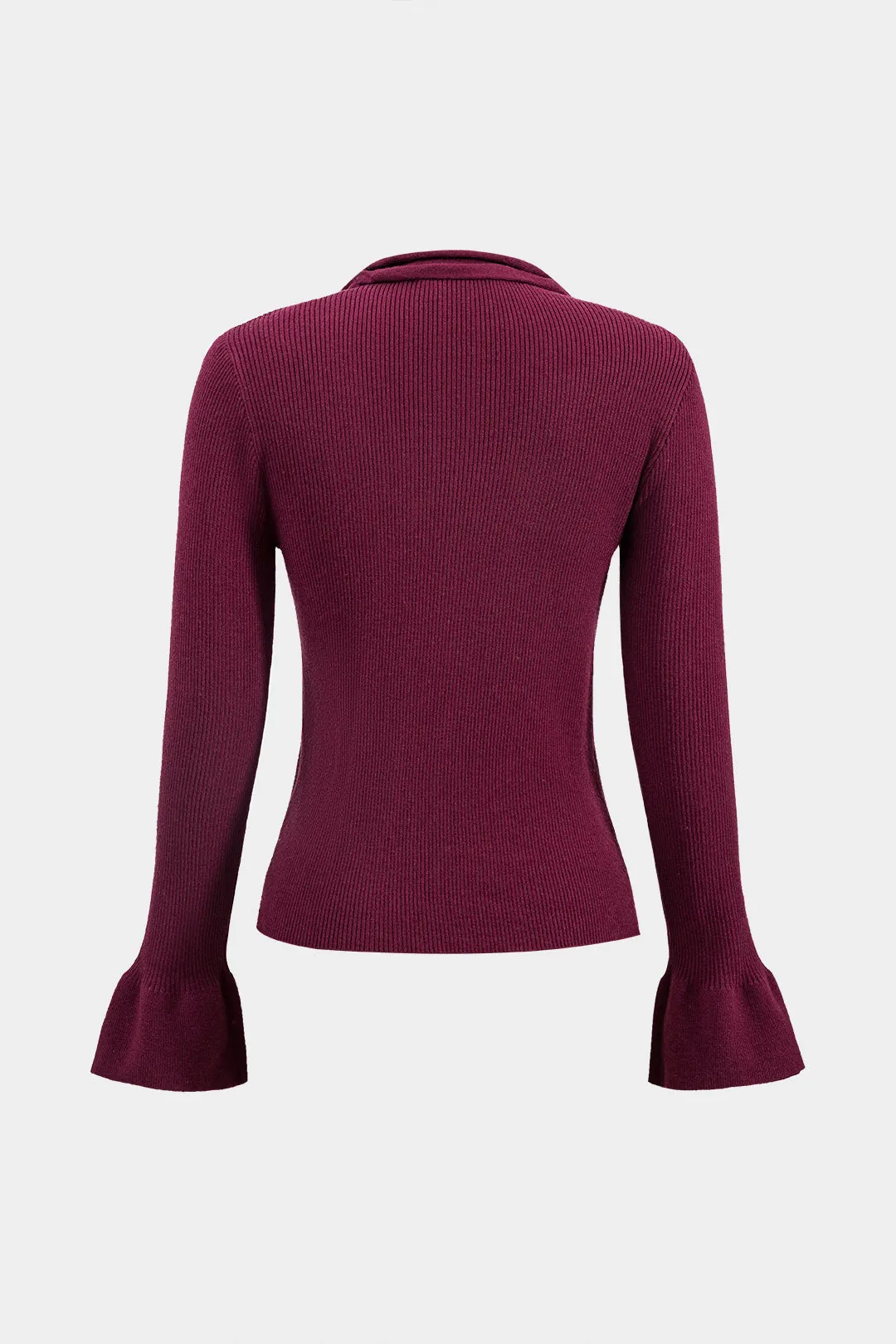 Sweater Ruched V-Neck Long-Sleeve Puff Sleeve Top sold by Micas product image thumbnail 2