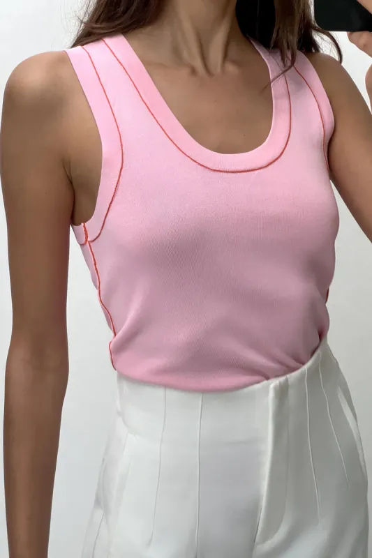 Basic Color Block Trim Tank Top sold by Micas