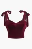 Plus størrelse fløjl bow bind cami top sold by Micas
