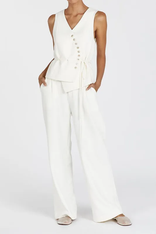 Solid Tie-Up Vest And Trousers Set sold by Micas