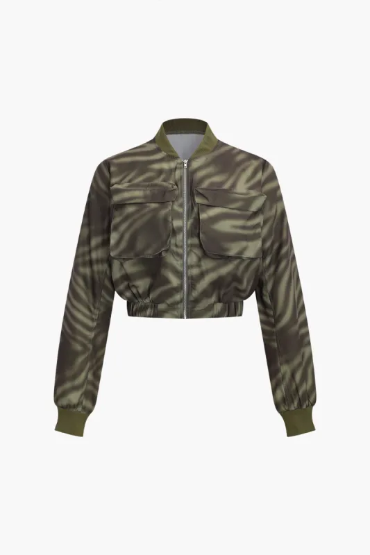 Camo Print Zipper Pocket Jacket sold by Micas